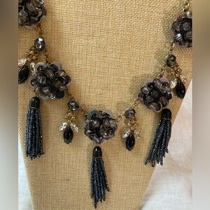 Sequins Tassels and Stones Jeweled‎ Statement Necklace